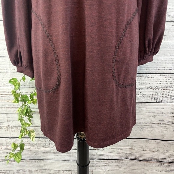 Max Studio Dress size Extra Small Burgundy Stretch Jersey Knit Pockets Casual - Picture 9 of 16